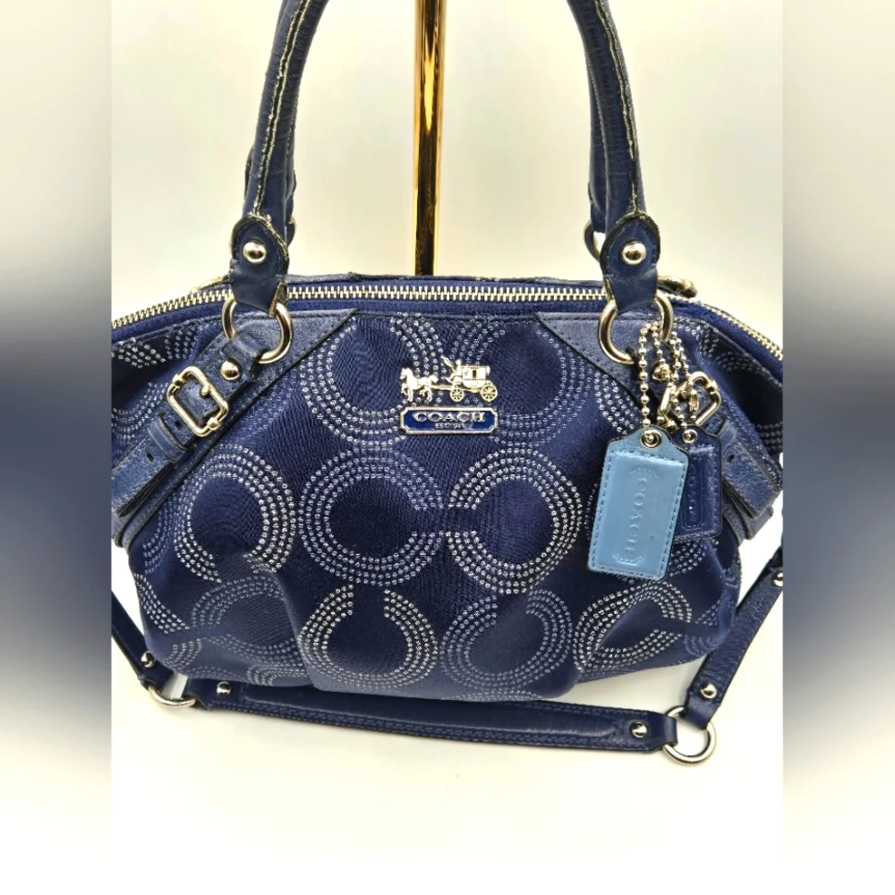 COACH Madison Sophia Satchel OP C Denim Blue Gold Hardware 2 Tags - Picture 2 of 15